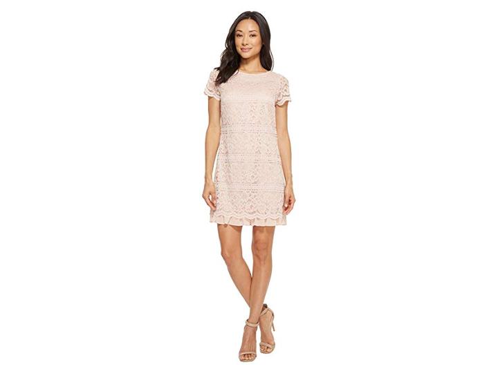Vince Camuto Lace Shift Dress With Chiffon At Trim (blush) Women's Dress