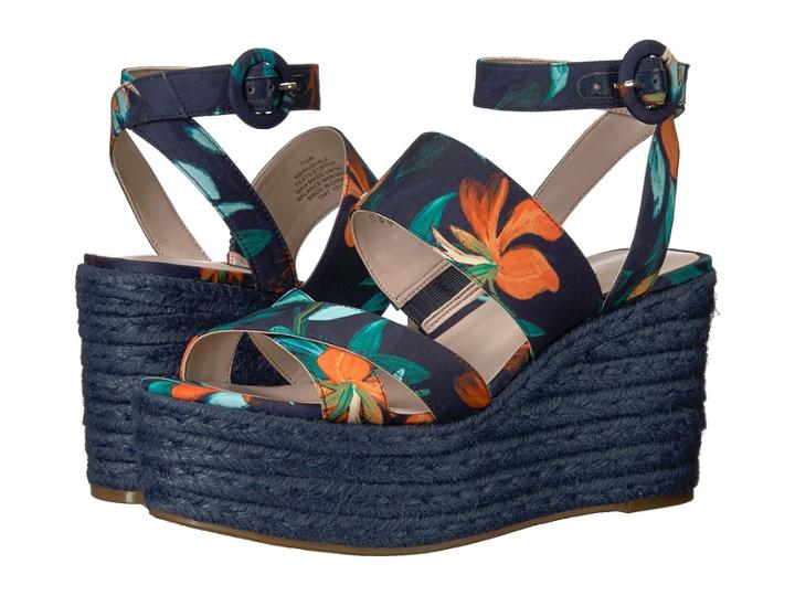 Nine West Kushala Espadrille Wedge Sandal (navy Multi Fabric) Women's Shoes
