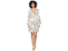 Miss Me Floral Print V-neck Bell Sleeve Dress (multi White) Women's Dress