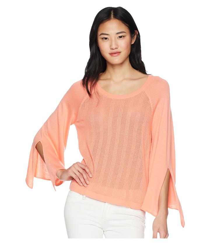 Splendid Sleeve Tie Pullover Sweater (electric Pink) Women's Long Sleeve Pullover