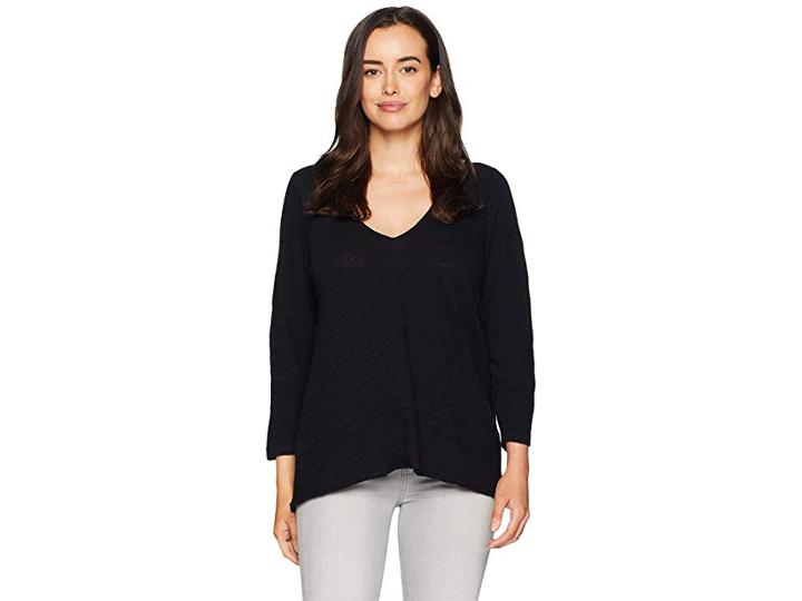 Lilla P 3/4 Sleeve V-neck (black) Women's Clothing