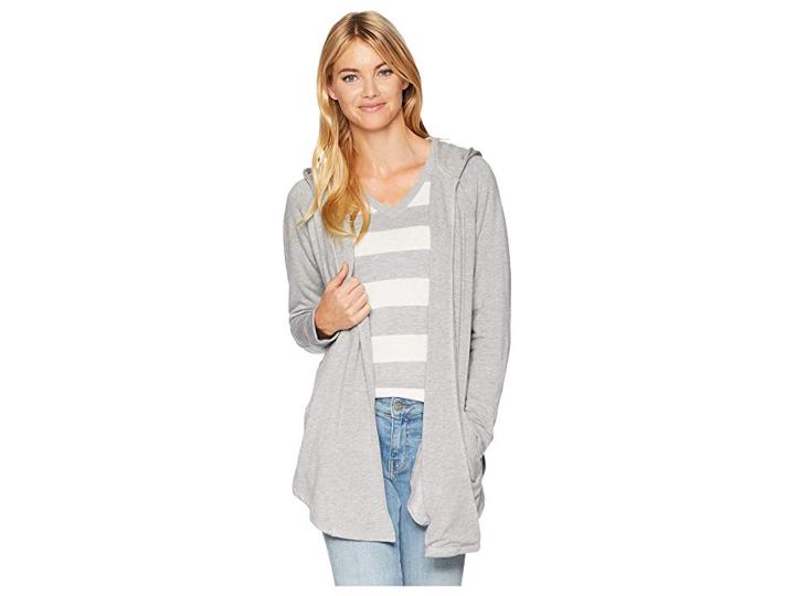 Kensie Drapey Fleece Jacket Ks9k2278 (heather Grey) Women's Coat