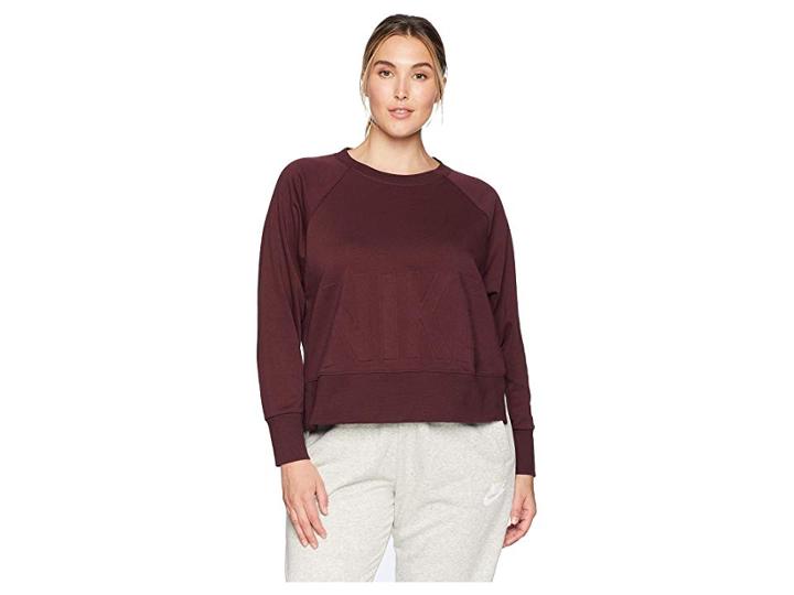 Nike Versa Crew Top (size 1x-3x) (burgundy Crush/black) Women's Short Sleeve Pullover