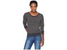 Life Is Good Printed Stripe Supreme Scoop Pullover (night Black) Women's Sweatshirt