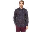 Perry Ellis Regular Fit Stretch Paisley Print Shirt (royal Black/cherry) Men's Clothing