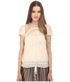 Red Valentino Cut Out Embroidery Point D'esprit Blouse (white) Women's Blouse