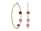Steve Madden Rhinestone Inside Stud Design Hoop Earrings (red/pink/yellow Gold-tone) Earring