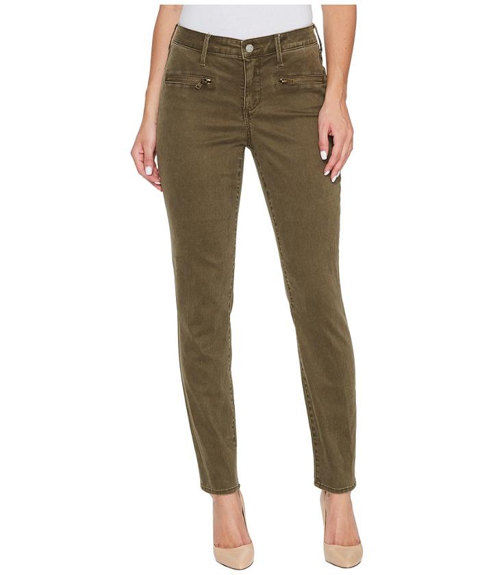 Nydj Skinny Chino Pants W/ Zipper (dry Sage) Women's Casual Pants