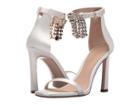 Stuart Weitzman 100fringesquarenudist (white Silk Satin) Women's Shoes