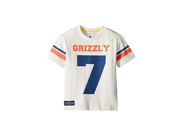 Toobydoo Sports Jersey Grizzly Tee (toddler/little Kids/big Kids) (white) Boy's T Shirt