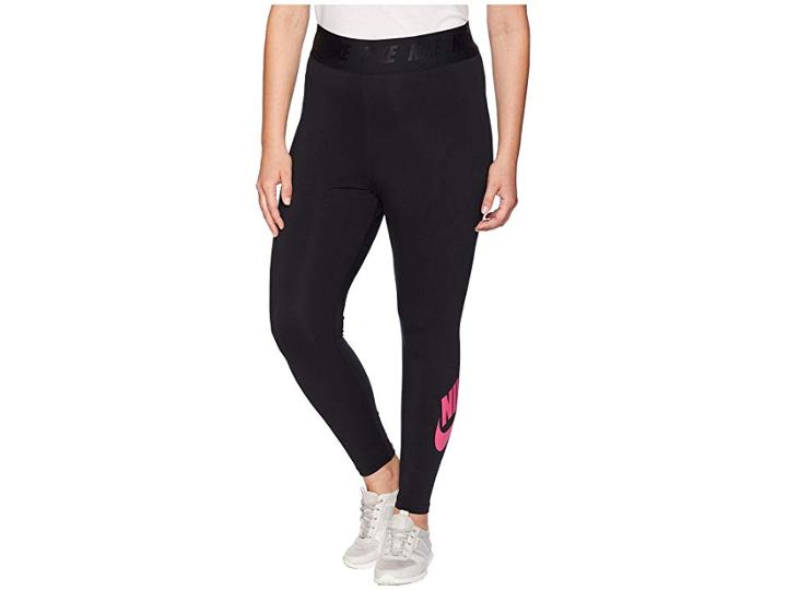 Nike Sportswear Leg-a-see High Waist Legging (size 1x-3x) (black/watermelon) Women's Casual Pants
