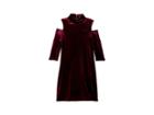 Us Angels Long Sleeve Mock Neck Cold Shoulder Velvet Bodycon Dress (big Kids) (berry) Girl's Dress