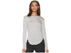 Lna Drapey Modal Long Sleeve Curved Crew (heather Grey) Women's Clothing