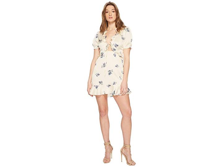Astr The Label Billie Dress (cream Satin Floral) Women's Dress
