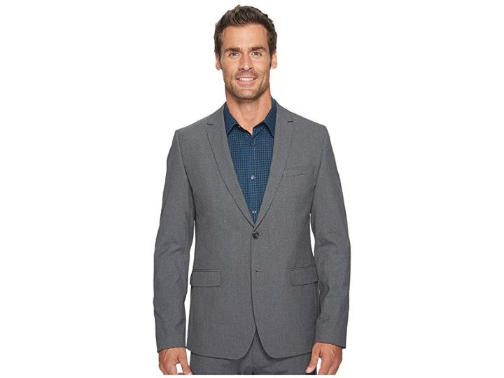 Calvin Klein Slim Fit Two-button Notch Lapel End On End Bi-stretch Infinite Style Jacket (cinder Block Combo) Men's Coat