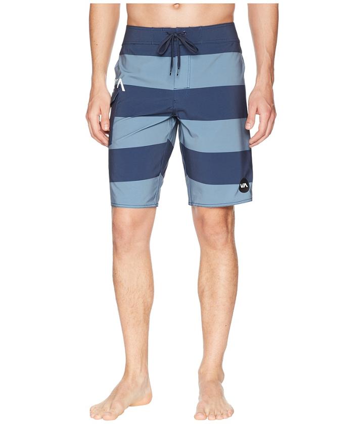 Rvca Uncivil Stripe Trunk (classic Indigo) Men's Swimwear