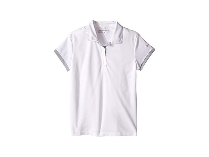 Nike Kids Victory Polo (little Kids/big Kids) (white/wolf Grey/wolf Grey) Girl's Short Sleeve Knit