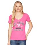 Champion College West Virginia Mountaineers University V-neck Tee (wow Pink) Women's T Shirt