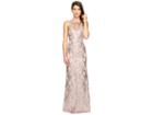 Adrianna Papell Sequin Lace Sleeveless Halter Gown (blush/silver) Women's Dress