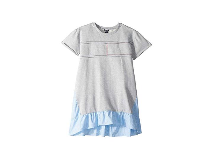 Tommy Hilfiger Kids Mixed Media Dress (big Kids) (pearl Heather) Girl's Dress