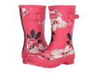Joules Mid Molly Welly (raspberry Bircham Bloom) Women's Rain Boots