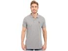 U.s. Polo Assn. Solid Pique Polo Shirt W/ Color Tipped Collar Cuffs (heather Grey) Men's Short Sleeve Pullover