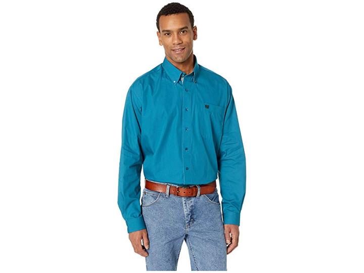 Cinch Long Sleeve Solid (blue) Men's Clothing