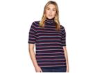 Lauren Ralph Lauren Plus Size Striped Turtleneck Sweater (navy/crimson Multi) Women's Sweater