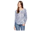 Nally & Millie Long Sleeve Marble Print Waffle Top (multi) Women's Clothing
