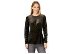 Michael Michael Kors Gathered Crew Neck Long Sleeve Top (black/gold) Women's Clothing