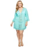 La Blanca Plus Size Island V-neck Tunic Cover-up (seafoam) Women's Swimwear