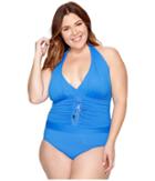 Bleu Rod Beattie Plus Size Cruise Control Halter Mio One-piece (bleu Chip) Women's Swimsuits One Piece