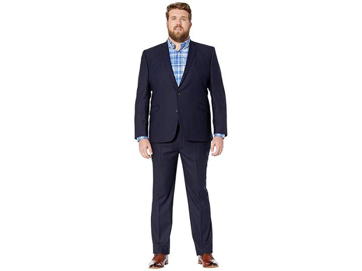 Kenneth Cole Reaction Big Tall Techni-cole Open Bottom Suits (navy Check) Men's Suits Sets