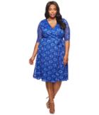Kiyonna Glittering Affair Wrap Dress (royal Sparkle) Women's Dress