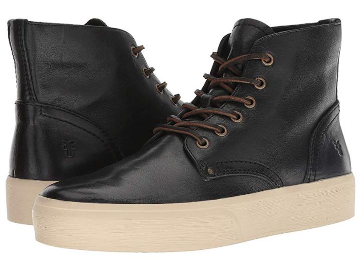 Frye Beacon Lace-up (black Tumbled Veg Tan) Men's Lace-up Boots