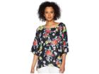 Nally & Millie Black Floral Print Dolman Top (multi) Women's Clothing
