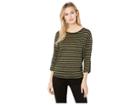 Sanctuary Emmett One-pocket Stripe Linen Tee (peace Green/black Stripe) Women's T Shirt