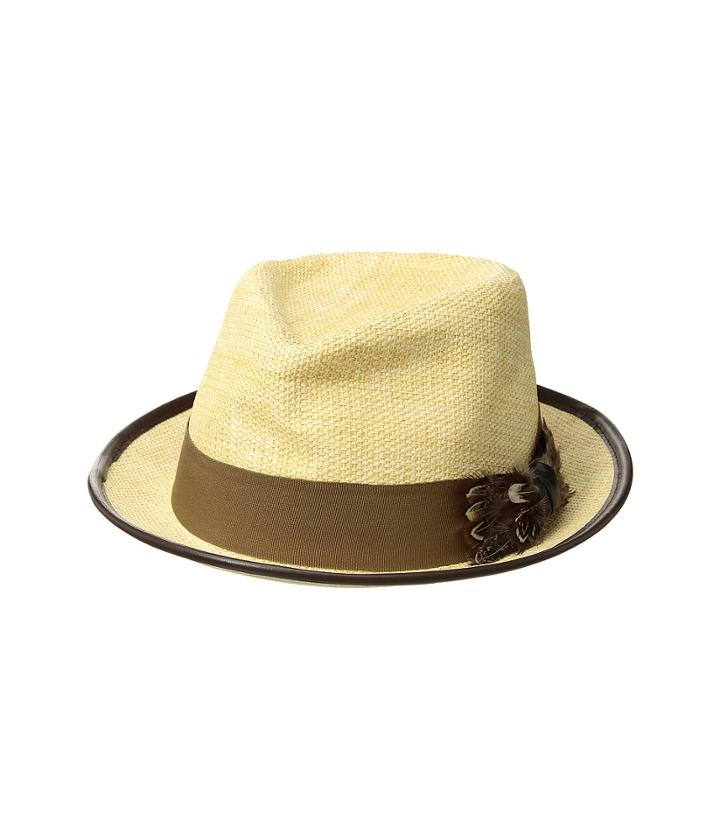 Carlos By Carlos Santana Matte Toyo Fedora With Feather Bow (natural) Fedora Hats