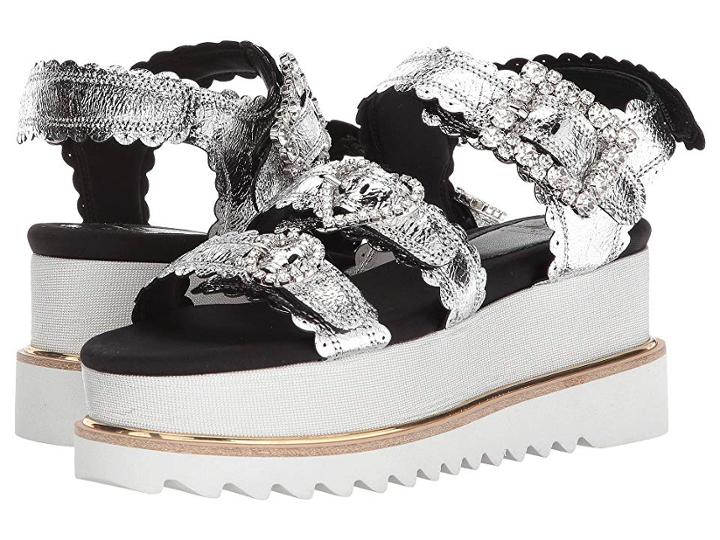 Suecomma Bonnie Jewel Buckle Platform Sandals (silver) Women's Sandals