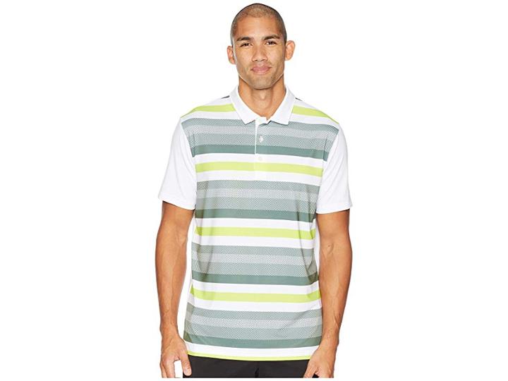 Puma Golf Turf Stripe Polo (bright White/laurel Wreath) Men's Short Sleeve Pullover