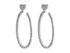 Betsey Johnson Hoop Crystal Heart Gold Medium Hoop Earrings (crystal/silver) Earring