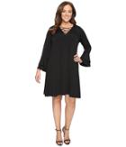 Karen Kane Plus Plus Size Lace-up Flare Sleeve Dress (black) Women's Dress