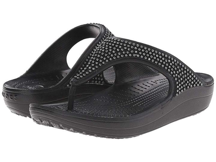 Crocs Sloane Diamonte Platform (black) Women's Toe Open Shoes