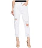 7 For All Mankind High-waist Josefina W/ Knee Holes Destroyed Hem In White Fashion 2 (white Fashion 2) Women's Jeans