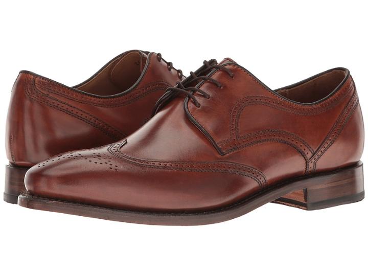 Johnston & Murphy Collins Wingtip (tan Burnished European Calfskin) Men's Lace Up Wing Tip Shoes