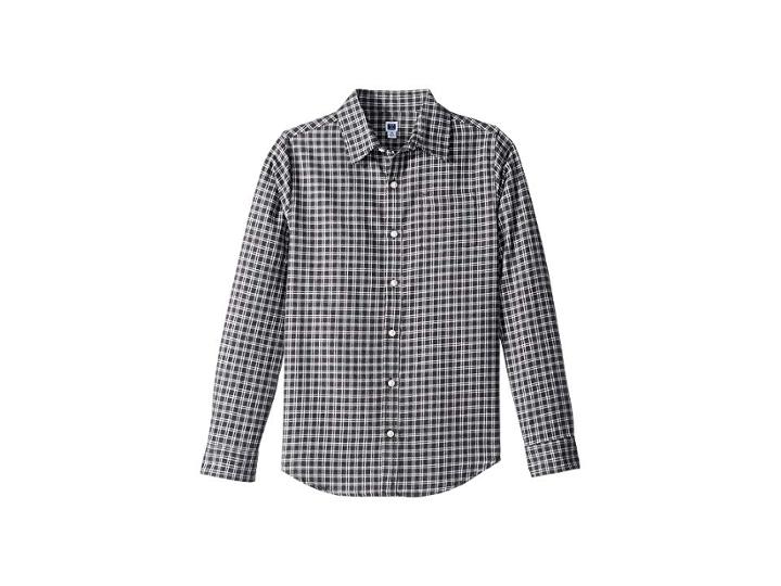 Janie And Jack Long Sleeve Button-up Shirt (toddler/little Kids/big Kids) (black Heather Plaid) Boy's Long Sleeve Button Up