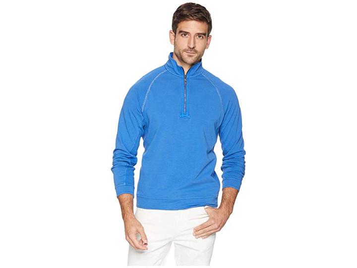 Tommy Bahama Ben And Terry Coast 1/2 Zip (zephyr Blue) Men's Clothing