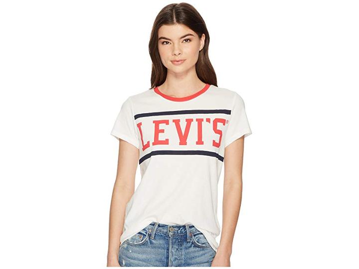 Levi's(r) Womens Perfect Graphic Tee (sport Logo Cloud Dancer) Women's T Shirt