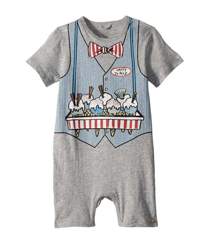 Stella Mccartney Kids Kit Ice Cream Print All-in-one Onesie (infant) (grey) Boy's Jumpsuit & Rompers One Piece