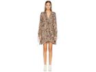 The Kooples Long Asymmetrical Dress In Silk Muslin (leopard) Women's Dress